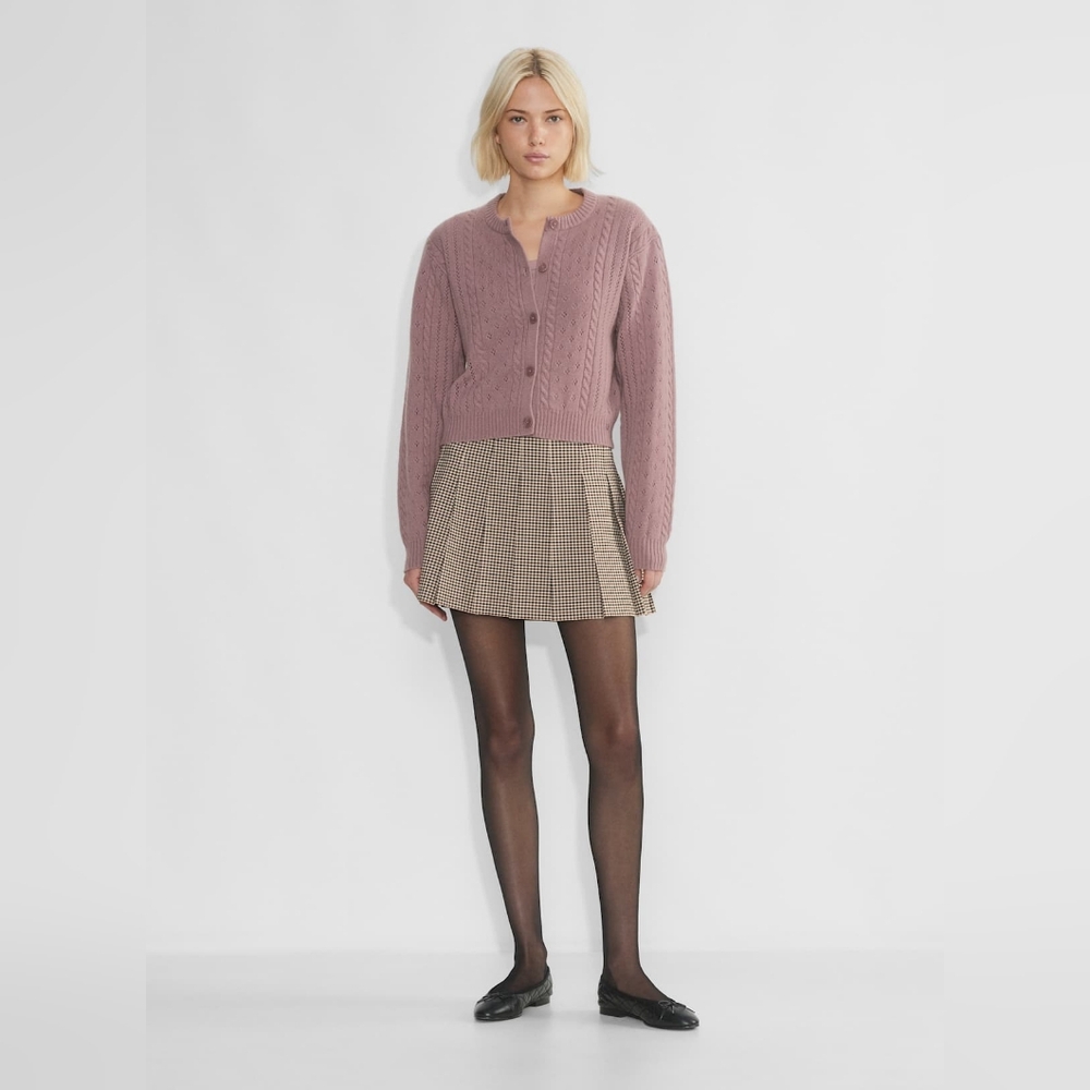 Women's Dusty Rose Cable Knit Button-Up Cardigan - Picture 1 of 7